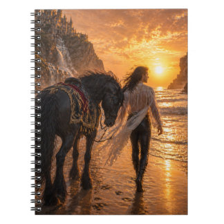 Carnet Rêve romantique Cheval et Homme Coucher de soleil 