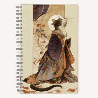 Carnet "Rêverie d'automne" Chat japonais en kimono Art