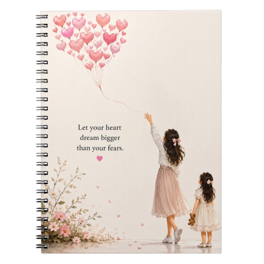 Carnet Rêvez plus grand – Ballons en forme de fille et de (Devant)