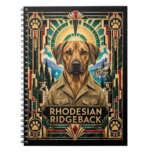 Carnet Rhodesian Ridgeback, Chien Art Déco (Devant)