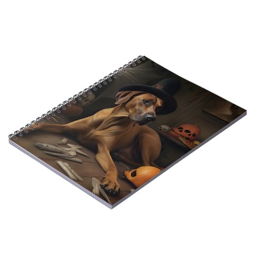 Carnet Rhodesian Ridgeback Citrouilles Halloween effrayan (Côté gauche)