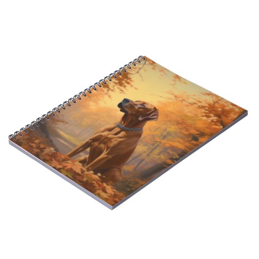Carnet Rhodesian Ridgeback dans les feuilles d'automne to (Côté gauche)