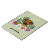 Carnet Rhodesian Ridgeback Head Fleurs Colorées Et Nom (Côté gauche)