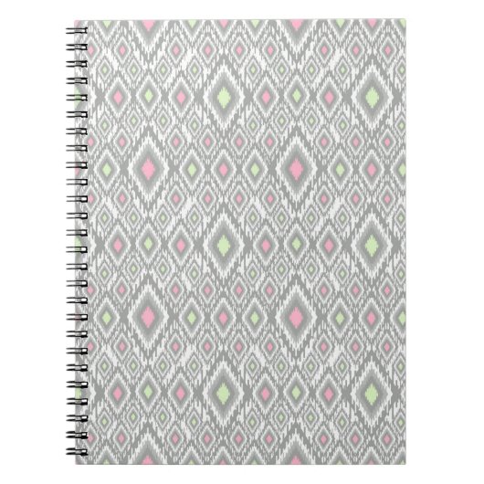 Carnet Rhombus gris, vert, rose sur un blanc (Devant)