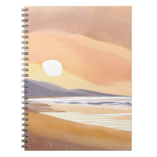 Carnet Rivage de coucher de soleil jaune Peinture aquar