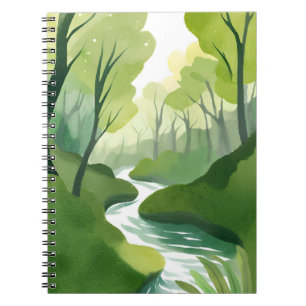 Carnet Rivière de Green Peinture Aquarelle de Forêt