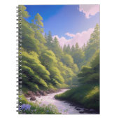 Carnet Rivière Rushing dans la forêt verte (Devant)