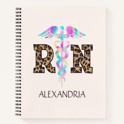 Carnet "RN" en Empreinte de léopard - Logo Médicale color (Devant)