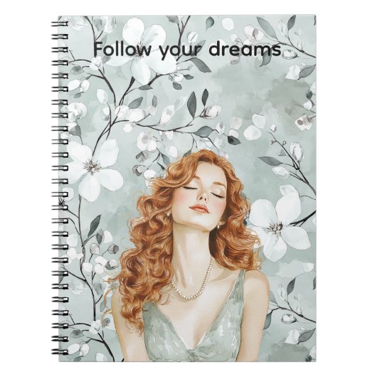 Carnet Robe à menthe rouge florale (Devant)
