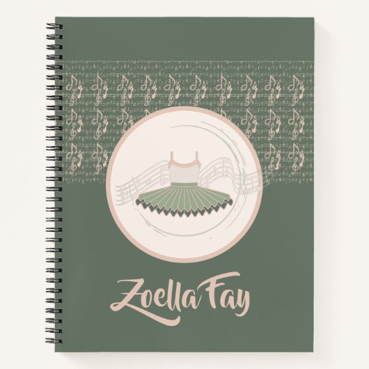 Carnet Robe Ballerina Tutu avec notes musicales (Devant)