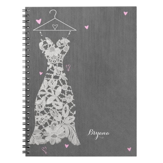Carnet Robe de mariée grise chic en dentelle moderne douc (Devant)