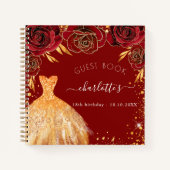 Carnet Robe de parties scintillant or rouge d'anniversair (Devant)
