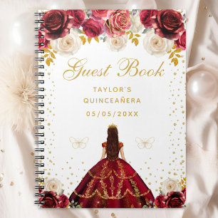 Carnet Robe Florale Rouge Princesse Quinceañera