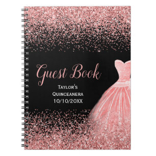 Carnet Robe rose fuchsia Fausse brillance Invité de Quinc