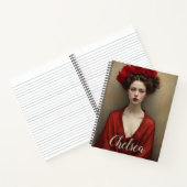 Carnet Robe rouge et couronne de fleurs (Intérieur)