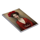 Carnet Robe rouge et fleurs (Côté Droit)