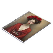 Carnet Robe rouge et fleurs (Côté gauche)