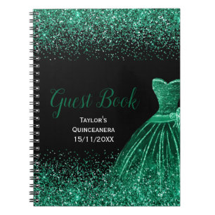 Carnet Robe vert foncé Faux paillettes Quinceanera Invité