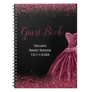 Carnet Robe Violet prune Faux Paillettes Sweet 16 Anniver