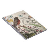 Carnet Robin Elegant Bird Butterfly French Art (Côté Droit)