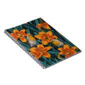 Carnet Robins et fleurs de lys, orange et bleu (Côté Droit)