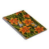 Carnet Robins et fleurs de lys, orange et vert foncé (Côté Droit)
