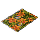 Carnet Robins et fleurs de lys, orange et vert foncé (Côté gauche)