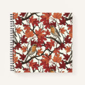 Carnet Robins in maple tree on off white (Devant)