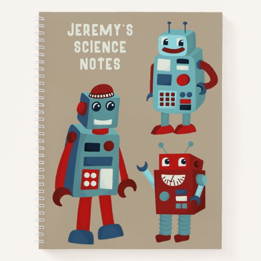 Carnet Robots rétro mignons Sci-Fi personnalisé (Devant)