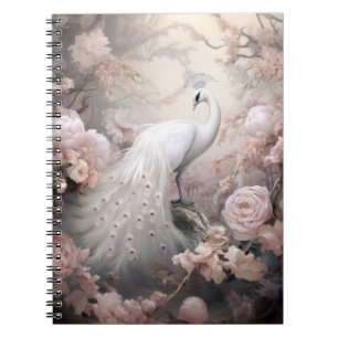 Carnet Rocher blanc romantique et Fleurs rose pâle