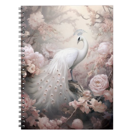 Carnet Rocher blanc romantique et Fleurs rose pâle (Devant)