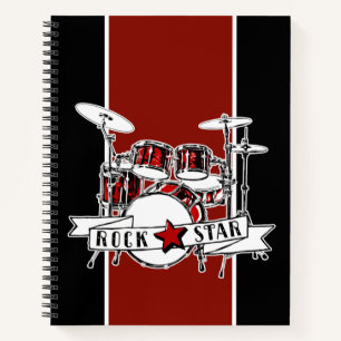 Carnet Rock & Roll Drum Kit Rock Star Drummer Boy Music