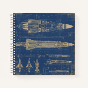Carnet Rocket Sci-Fi Blueprint