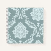 Carnet Rococo Damask Art I Duck Egg Blue+Teal (Devant)
