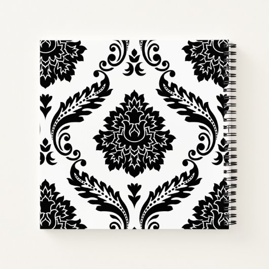 Carnet Rococo Damask Lg Pattern Black on White (Dos)