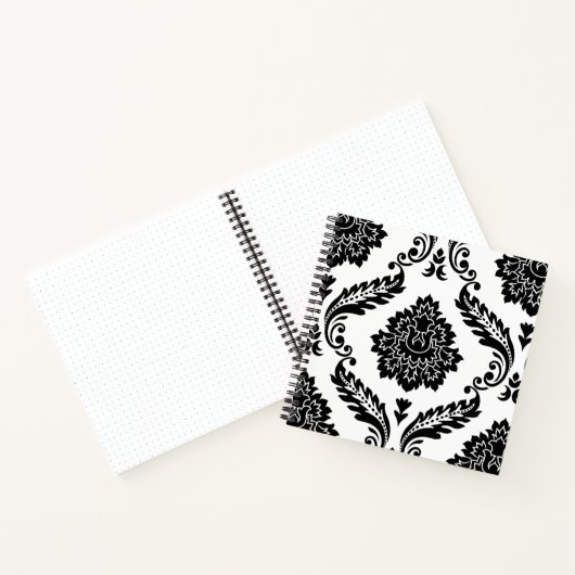 Carnet Rococo Damask Lg Pattern Black on White (Intérieur)
