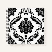 Carnet Rococo Damask Lg Pattern Black on White (Devant)