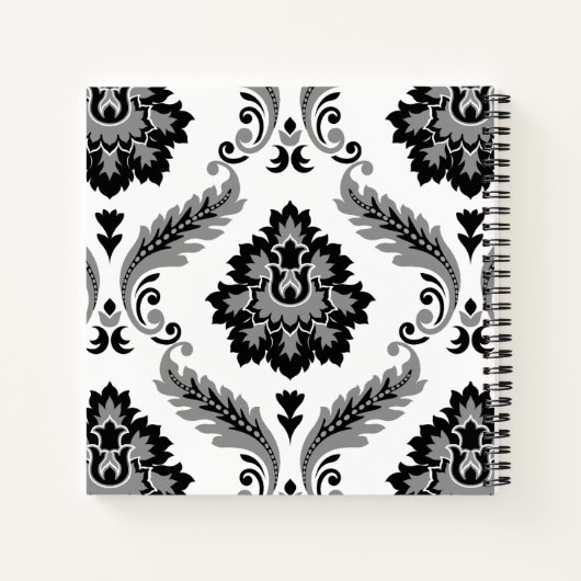 Carnet Rococo Damask Lg Pattern Grey Black White (Dos)