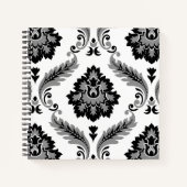 Carnet Rococo Damask Lg Pattern Grey Black White (Devant)