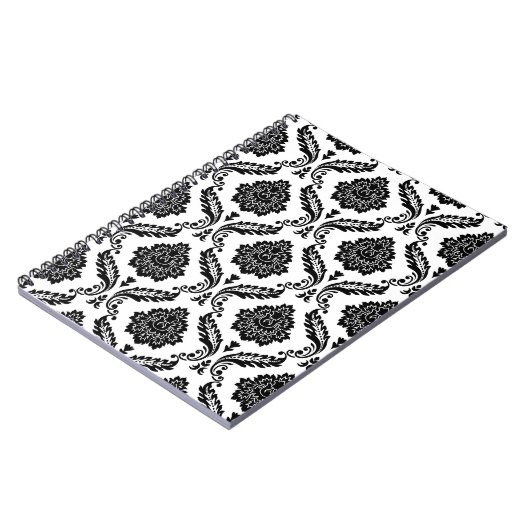 Carnet Rococo Damask Pattern Black on White (Côté gauche)