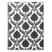 Carnet Rococo Damask Pattern Black on White (Devant)