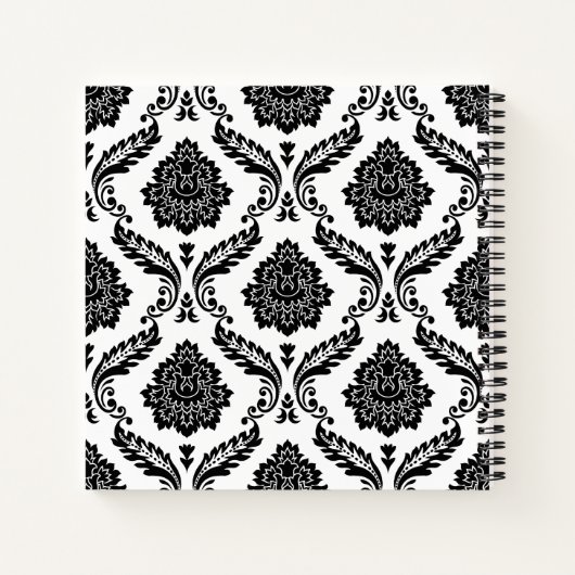 Carnet Rococo Damask Pattern Black on White (Dos)