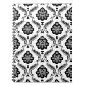 Carnet Rococo Damask Pattern Grey Black White (Devant)