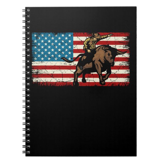 Carnet Rodeo Bull Rider Drapeau américain patriotique (Devant)
