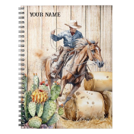 Carnet Rodeo cowboy Aquarelle sud cactus de foin (Devant)
