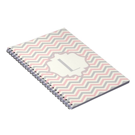 Carnet Rodern, grey, ivory chevron pattern custom (Côté Droit)