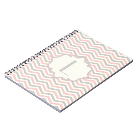 Carnet Rodern, grey, ivory chevron pattern custom (Côté gauche)