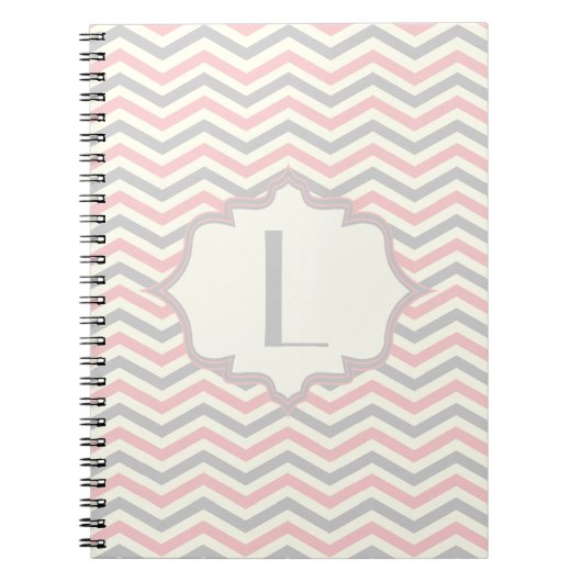 Carnet Rodern, grey, ivory chevron pattern custom (Devant)