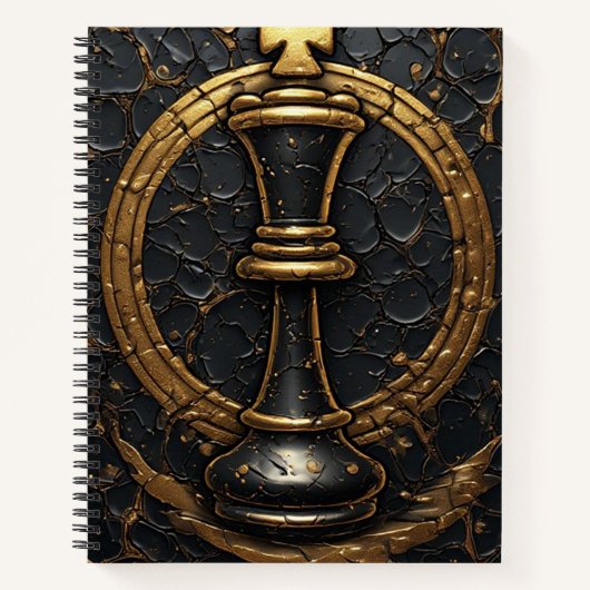 Carnet Roi d'échecs en or noir Design ♜ (Devant)