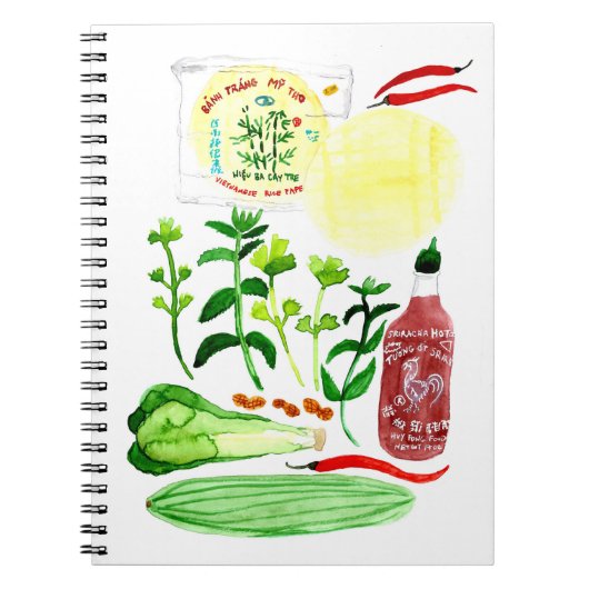 Carnet Rolls de papier de riz vietnamien Recette Aquarell (Devant)
